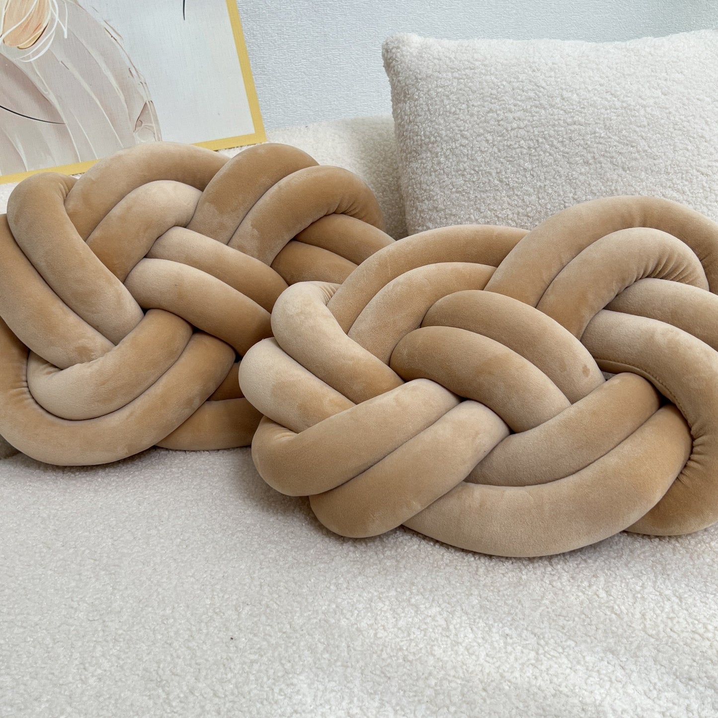 Skorter | 2 Pieces Button Ball Cushions - Soft Plush Cushions, Decorative Cushions for Bed, Sofa and Living Room