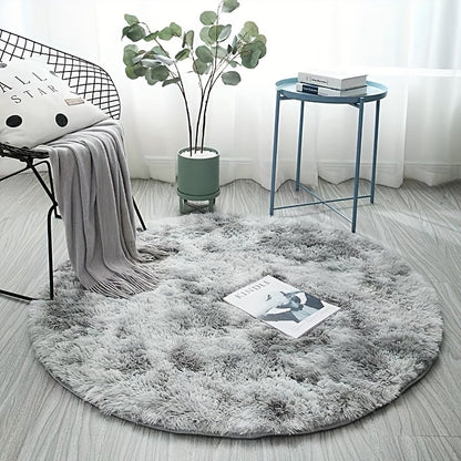 Skorter | 1pc Tie-dye Plushfiber Round Rug - Soft and Warm Decorative Mat for Living Room, Bedroom and Yoga