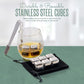 Skørter | Whisky Stein Set, Stainless Steel Cubes, Wooden Tray Box, Reusable Stones, Scotch, Wine