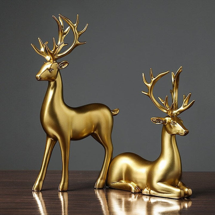 Skorter | Golden Couple Deer Figurines