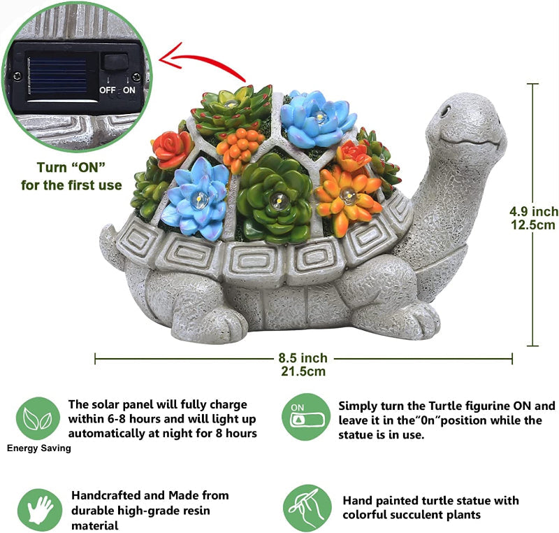 Skørter | Solgartn statue with succulents and LED lamps, outdoor garden decor