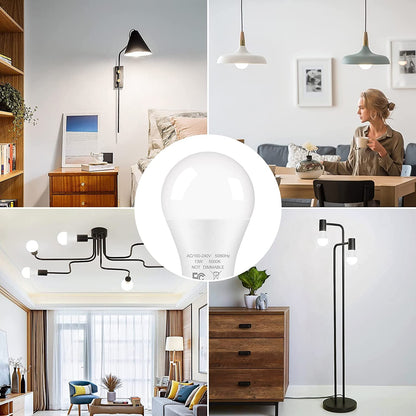 Skorter | 12-Pack A19 LED Bulbs, 100W Equivalent Bulbs, 13W 5000K Daylight White LED Bulbs with Standard E26 Medium Base