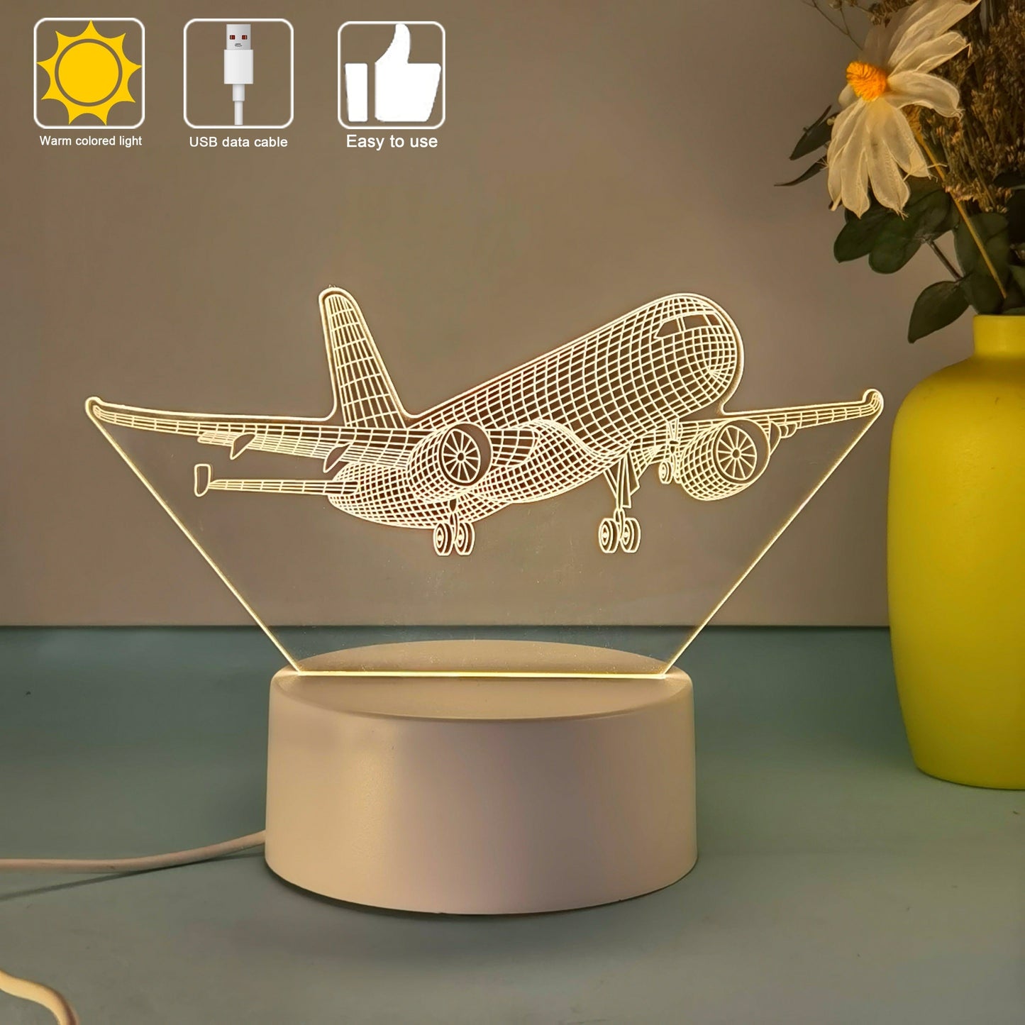 Skorter | SkyGlow - 3D Fly Acrylic Night Light with USB, LED Table Lamp