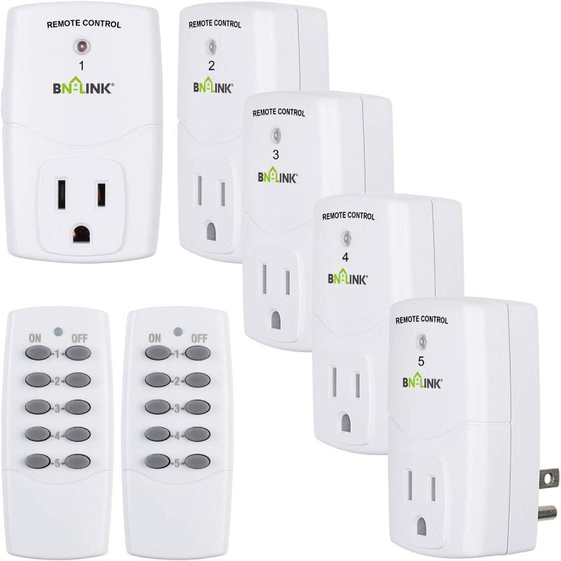 Skørter | Wireless remote control outlet switch strap socket for household appliances, wireless remote light switches (2 remote controls + 5 outlets)