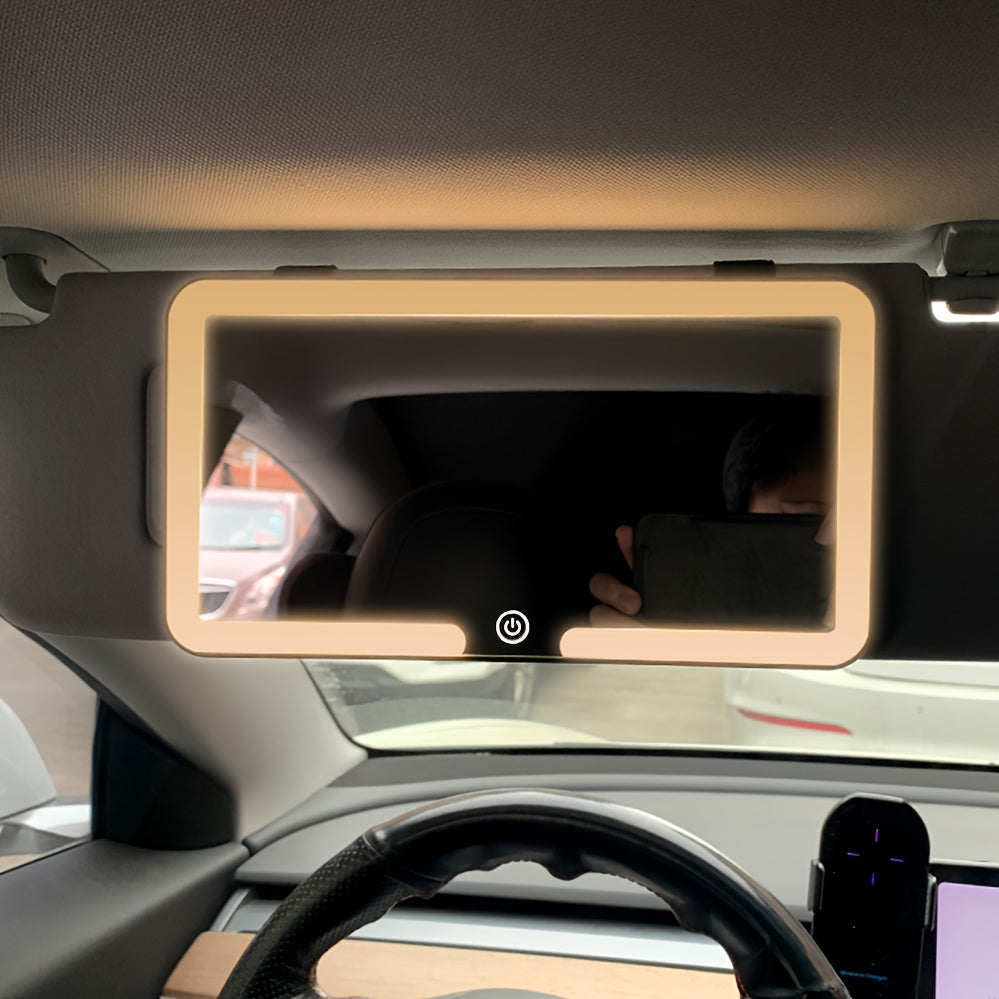 Skorter | Car Sunshade Makeup Mirror with 3 Light Modes – LED Adjustable, USB Charging Capability, Portable Design