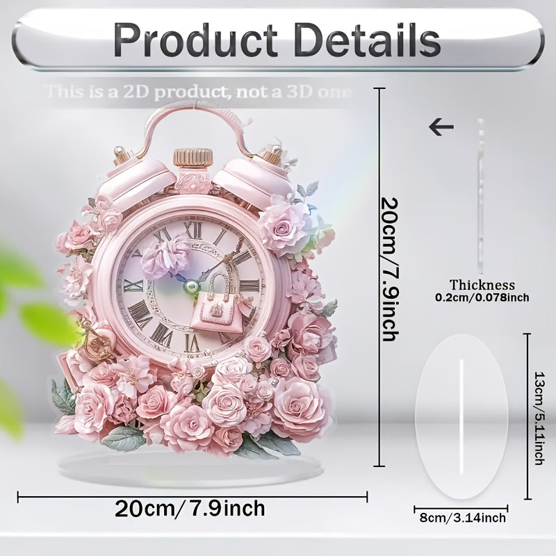 Skorter | BohoClock - Bohemian Pink Flower Clock with Acrylic Display