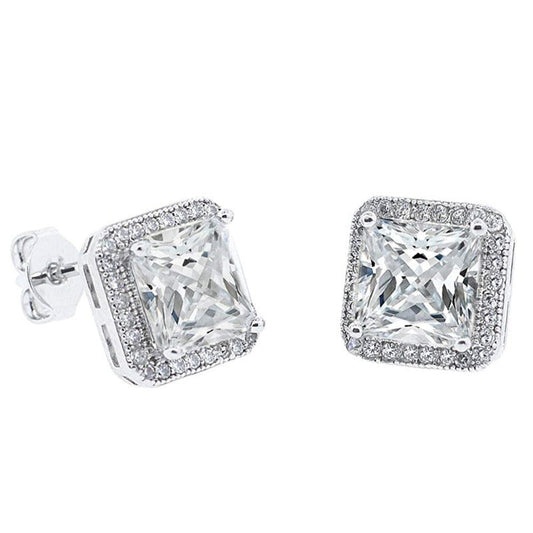 Skorter | 18K White Gold CZ Stud Earrings