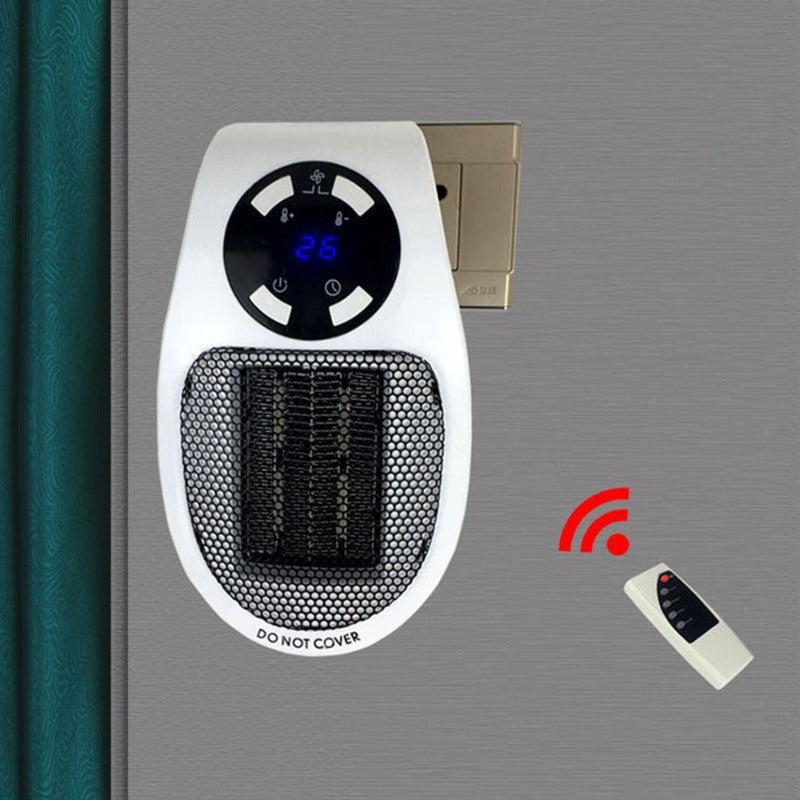 Skorter | 500W Room Heater - LED Display Wall Socket Electric Plug with Adjustable Thermostat & Timer