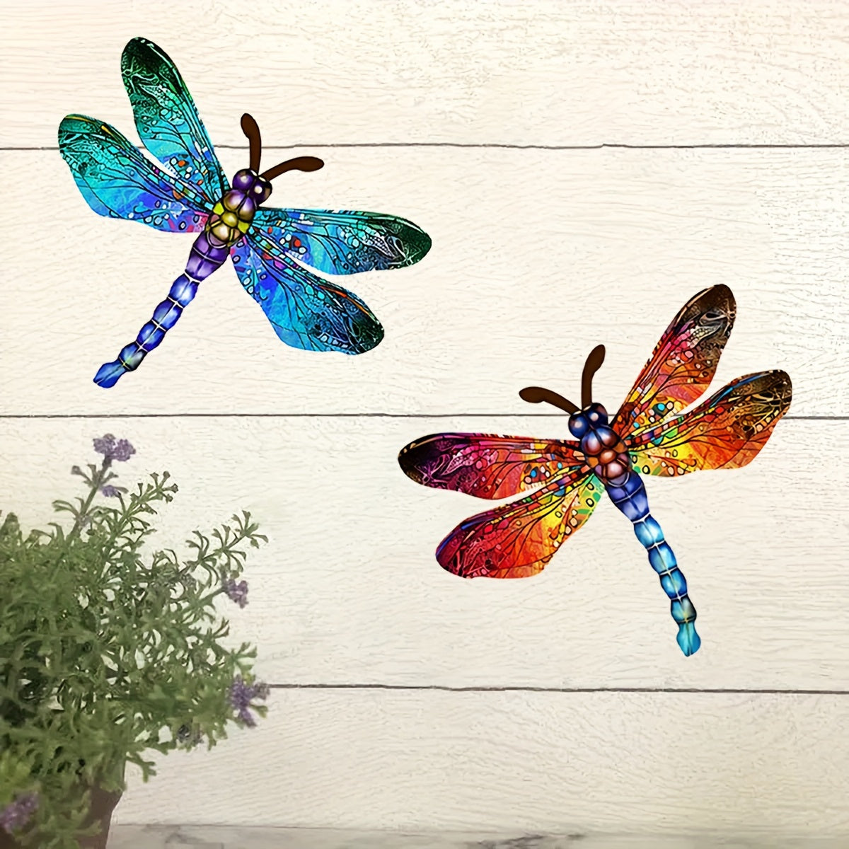 Skorter | 1/2 piece vibrant dragonfly wall art made of metal – artistic outdoor decoration for gardens, homes, and events – durable, versatile, and eye-catching – a perfect gift idea for any occasion
