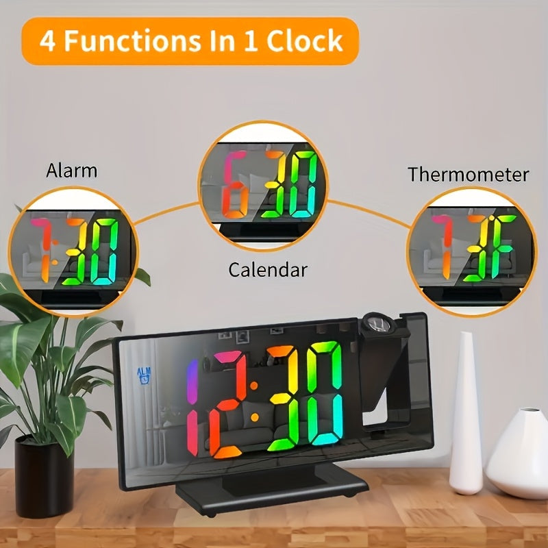 Skorter | TimeView - Projector Alarm Clock with Mirror and LED Screen