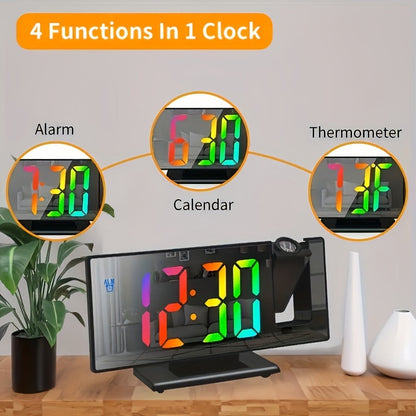 Skorter | TimeView - Projector Alarm Clock with Mirror and LED Screen