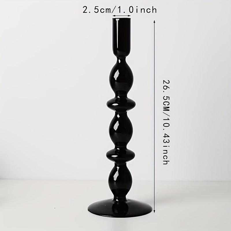 Skorter | 1pc Creative and Minimalist Glass Candle Holder Set - Lacquered Glass Vase Table Decoration for Living Room, Dining Table and Romantic Dinner