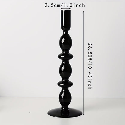 Skorter | 1pc Creative and Minimalist Glass Candle Holder Set - Lacquered Glass Vase Table Decoration for Living Room, Dining Table and Romantic Dinner