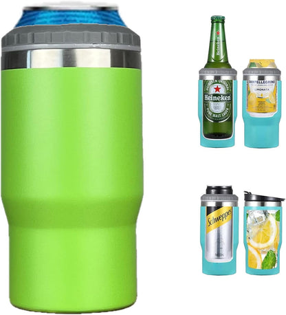 Skorter | 4 in 1 stainless steel can/bottle insulator, 14Oz two-way lid SUS insulated can cooler, beer bottle holder (Black)