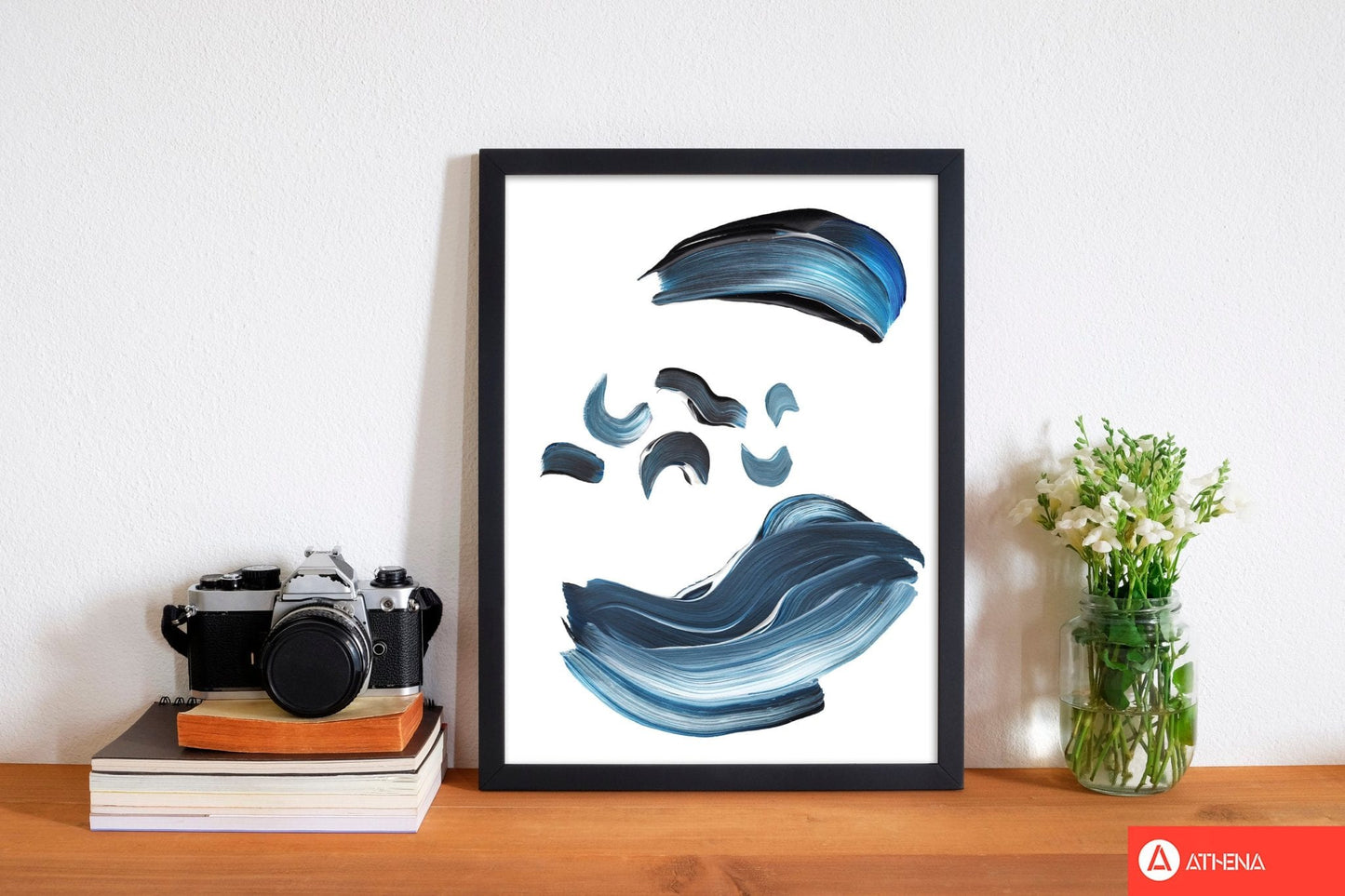 Skorter | Dark Blue and Gray Abstract Brushstrokes Modern Print