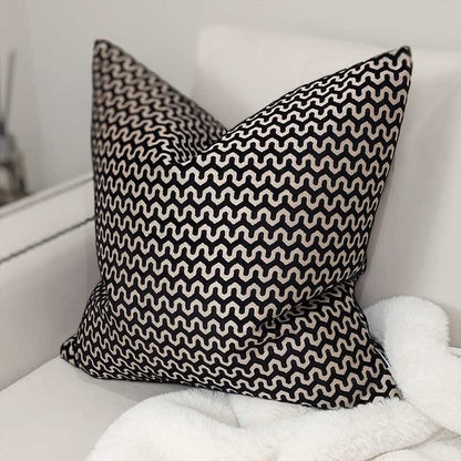 Skorter | Darla Black & Cream Patterned Cushion - 56 x 56cm