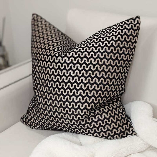 Skorter | Darla Black & Cream Patterned Cushion - 56 x 56cm