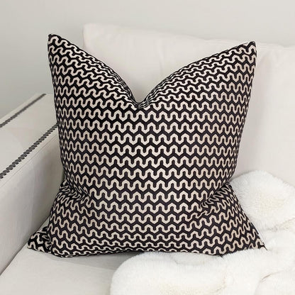 Skorter | Darla Black & Cream Patterned Cushion - 56 x 56cm