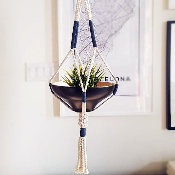 Skørter | Macrame Cotton Plant Hanger - Navy Blue