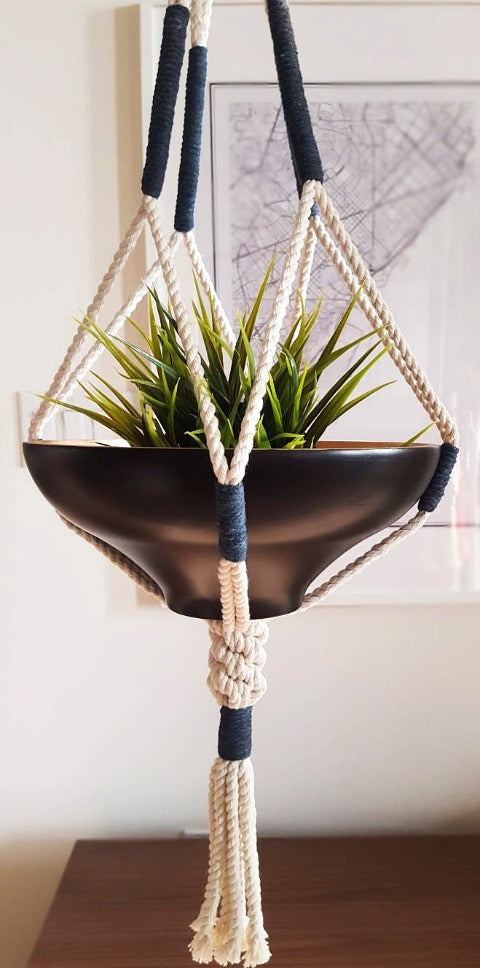 Skørter | Macrame Cotton Plant Hanger - Navy Blue