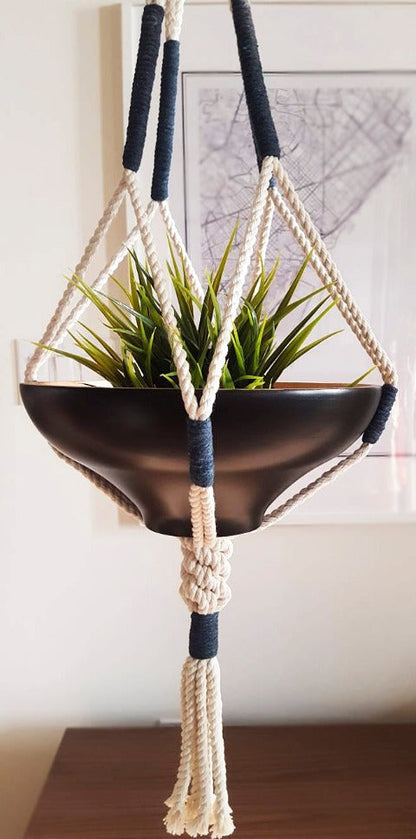 Skørter | Macrame Cotton Plant Hanger - Navy Blue