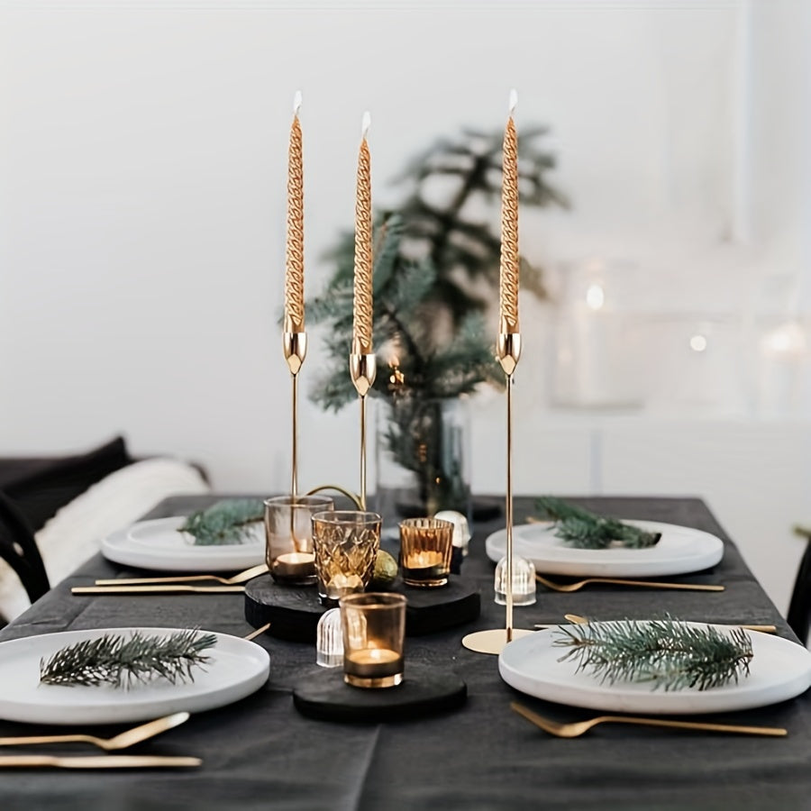 Skorter | 6-piece Set Black/Gold Candelabra - For Restaurant, Wedding, Dinner & Party Decoration