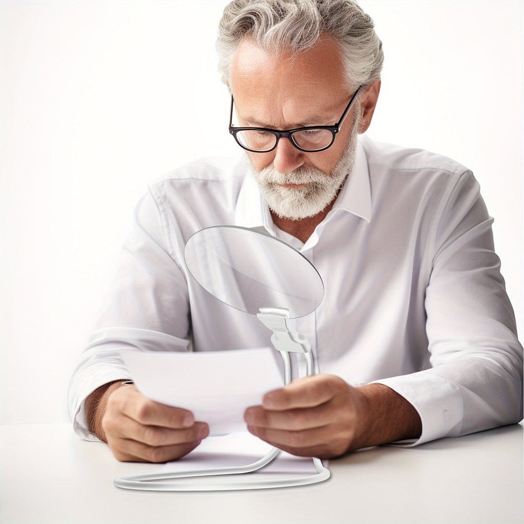 Skorter | 5X Magnifying Glass Pro – Hands-Free Adjustable Neck Loupe for Seniors and People with Visual Impairment – Perfect for Reading, Sewing, Crafting, and Inspecting