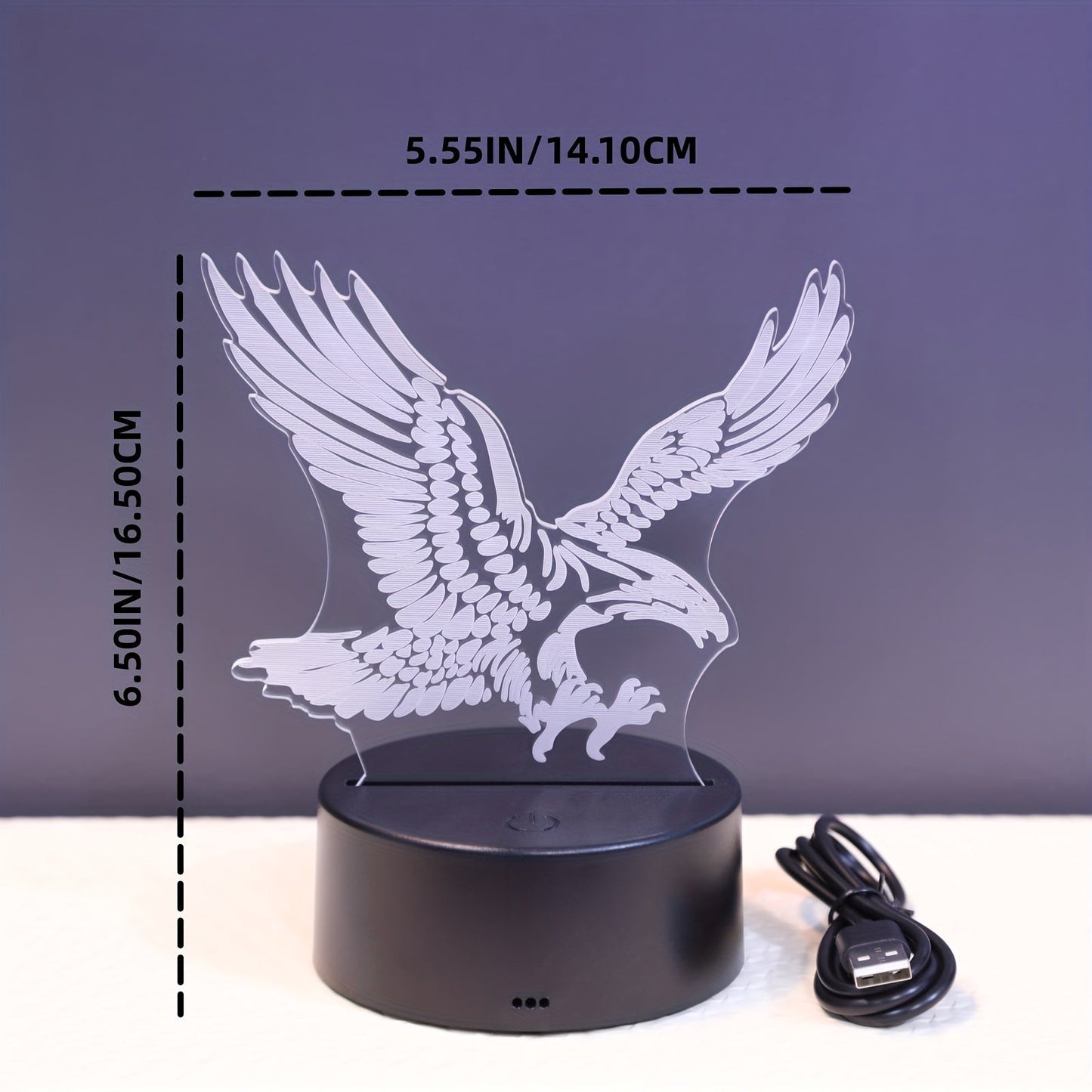 Skorter | EagleLight - 3D LED Night Light with Touch Control, 7 Colors USB Table Lamp