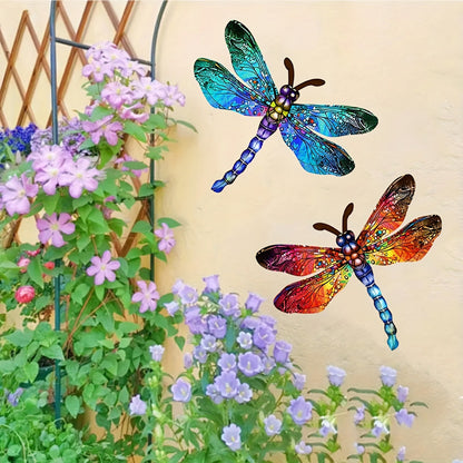 Skorter | 1/2 piece vibrant dragonfly wall art made of metal – artistic outdoor decoration for gardens, homes, and events – durable, versatile, and eye-catching – a perfect gift idea for any occasion
