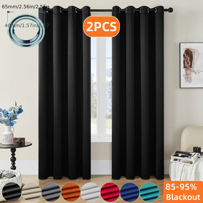 Skorter | Blackout Curtains - 2 Pieces Modern Polyester Curtains with Thermal Insulation and Rings