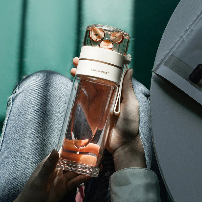 Skorter | Dubbelväggig glasflaska med tesil och teinfusör