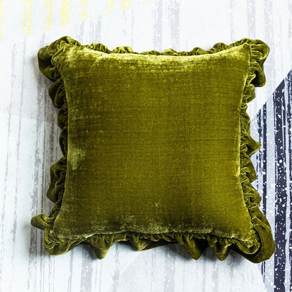 Skorter | Suede Solid Color Pillowcase with Ruffled