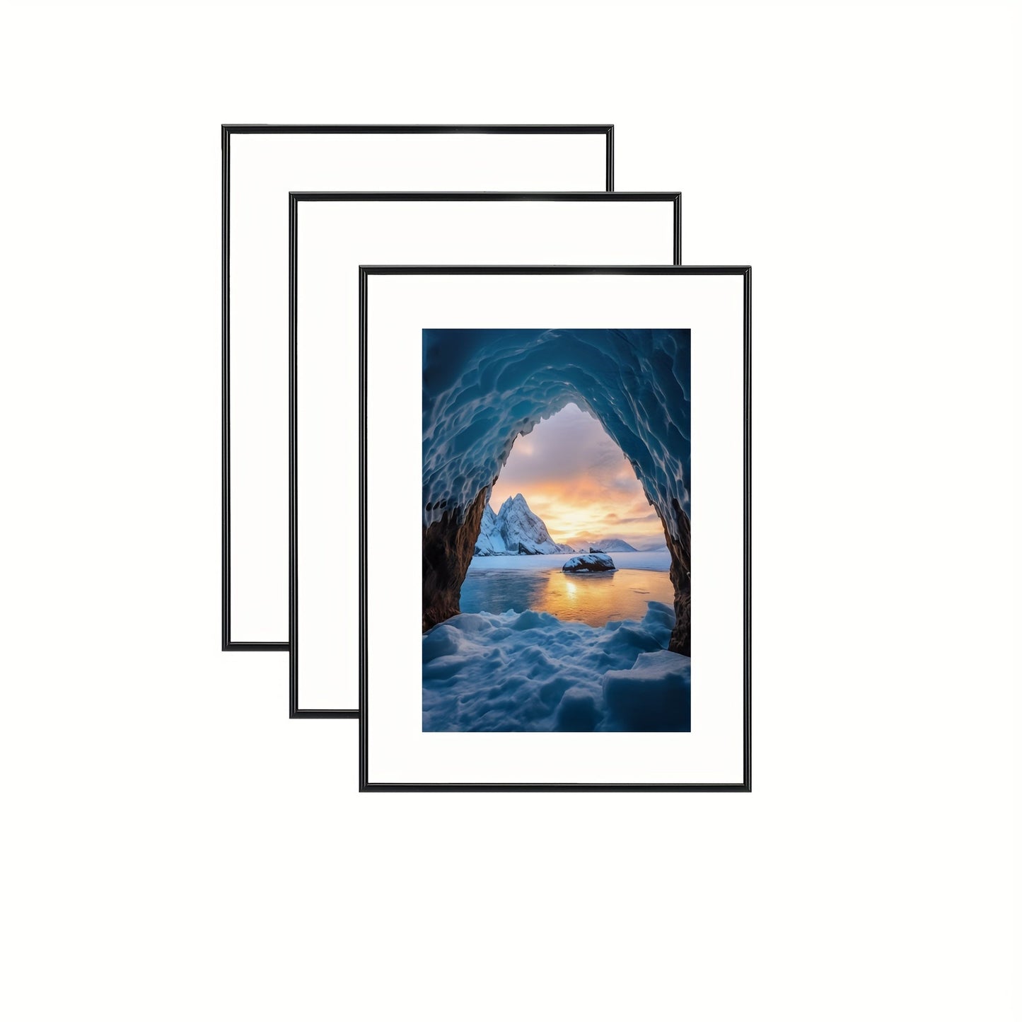 Skorter | 3-piece Photo Frame Set - For wall and table display, Ideal for home decor and gifts, Black, Elongated