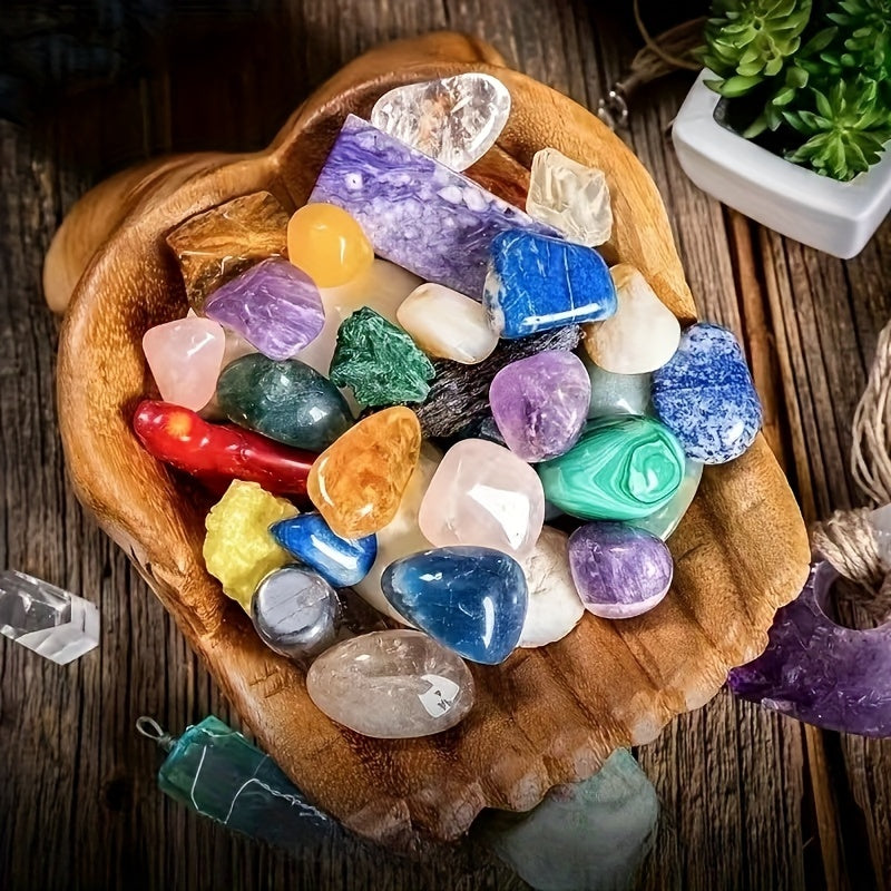 Skorter | CrystalWood - Wooden Hand Bowl with Crystal Accents for Dresser Organization