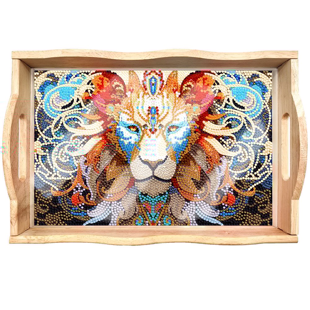 Skorter | DIY Diamond Painting Wooden Tray Food Tray with Handle Living Room Decoration Mandala Wooden Tray Kit