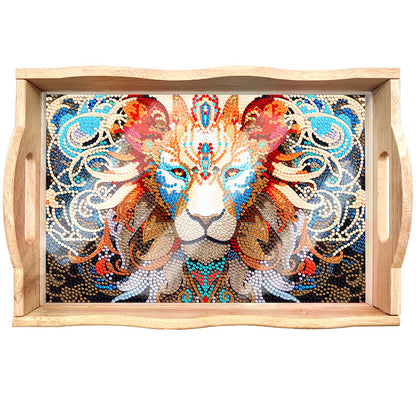 Skorter | DIY Diamond Painting Wooden Tray Food Tray with Handle Living Room Decoration Mandala Wooden Tray Kit