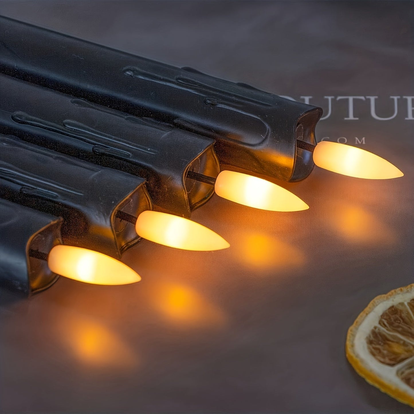 Skorter | 6x Flameless Blinking Taper Candles with Remote Control – 19.05 cm, Black LED Light with Timer and Dripping Wax Effect