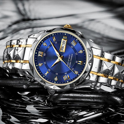 Skorter | Waterproof Luminous Stainless Steel Two-tone Quartz Men's Watch