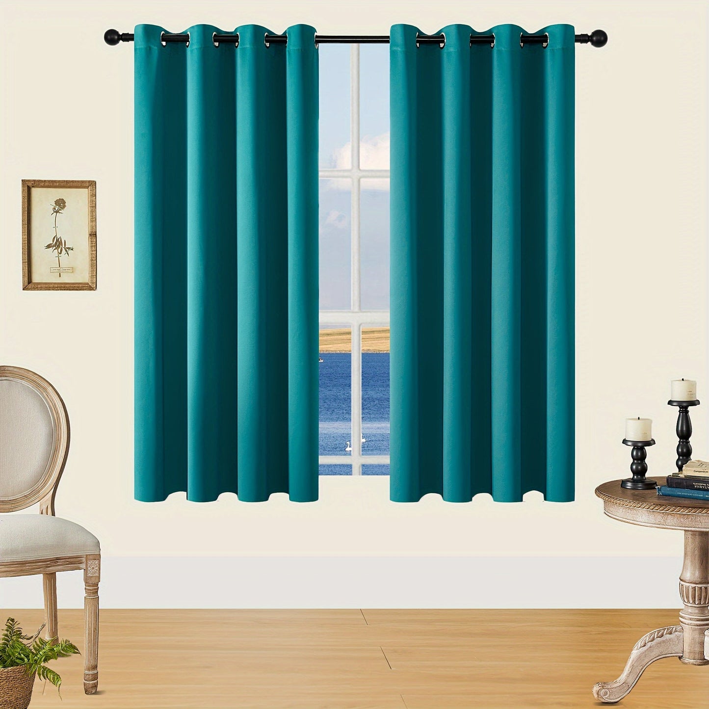 Skorter | Blackout Curtains - 2 Pieces Modern Polyester Curtains with Thermal Insulation and Rings