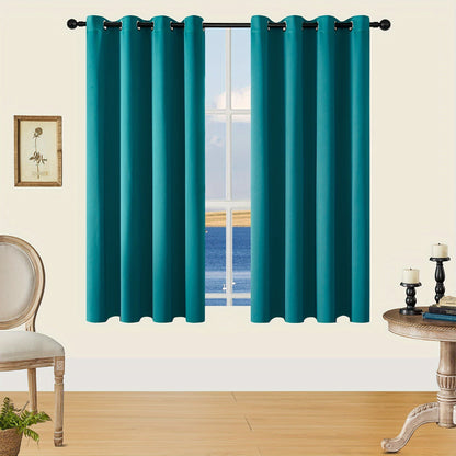 Skorter | Blackout Curtains - 2 Pieces Modern Polyester Curtains with Thermal Insulation and Rings