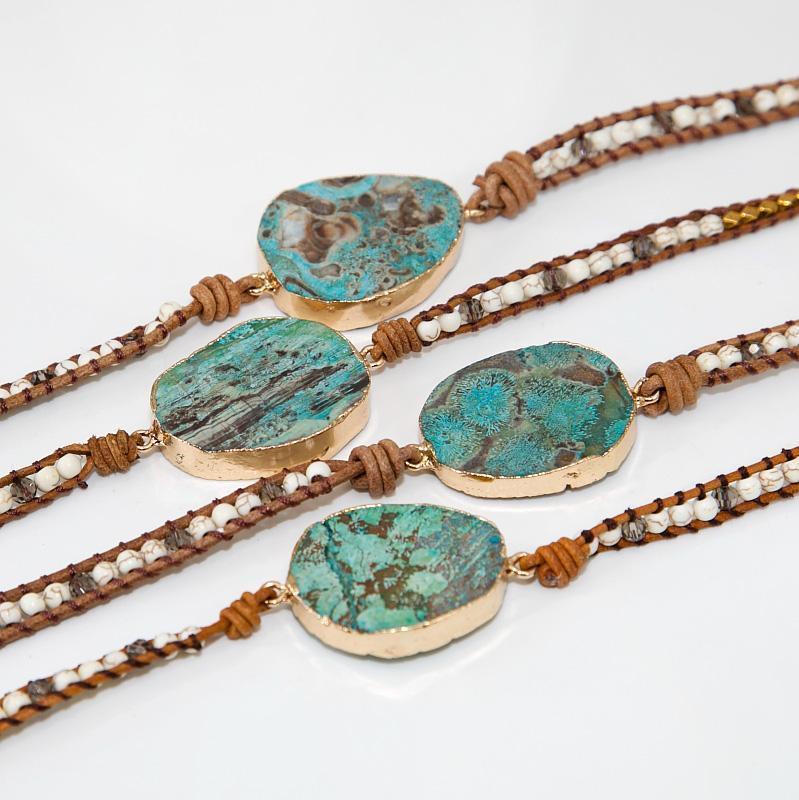 Skorter | Bohemian Handmade Natural Stone Leather Cord 5 Layers Bracelet