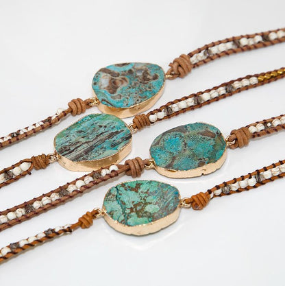 Skorter | Bohemian Handmade Natural Stone Leather Cord 5 Layers Bracelet