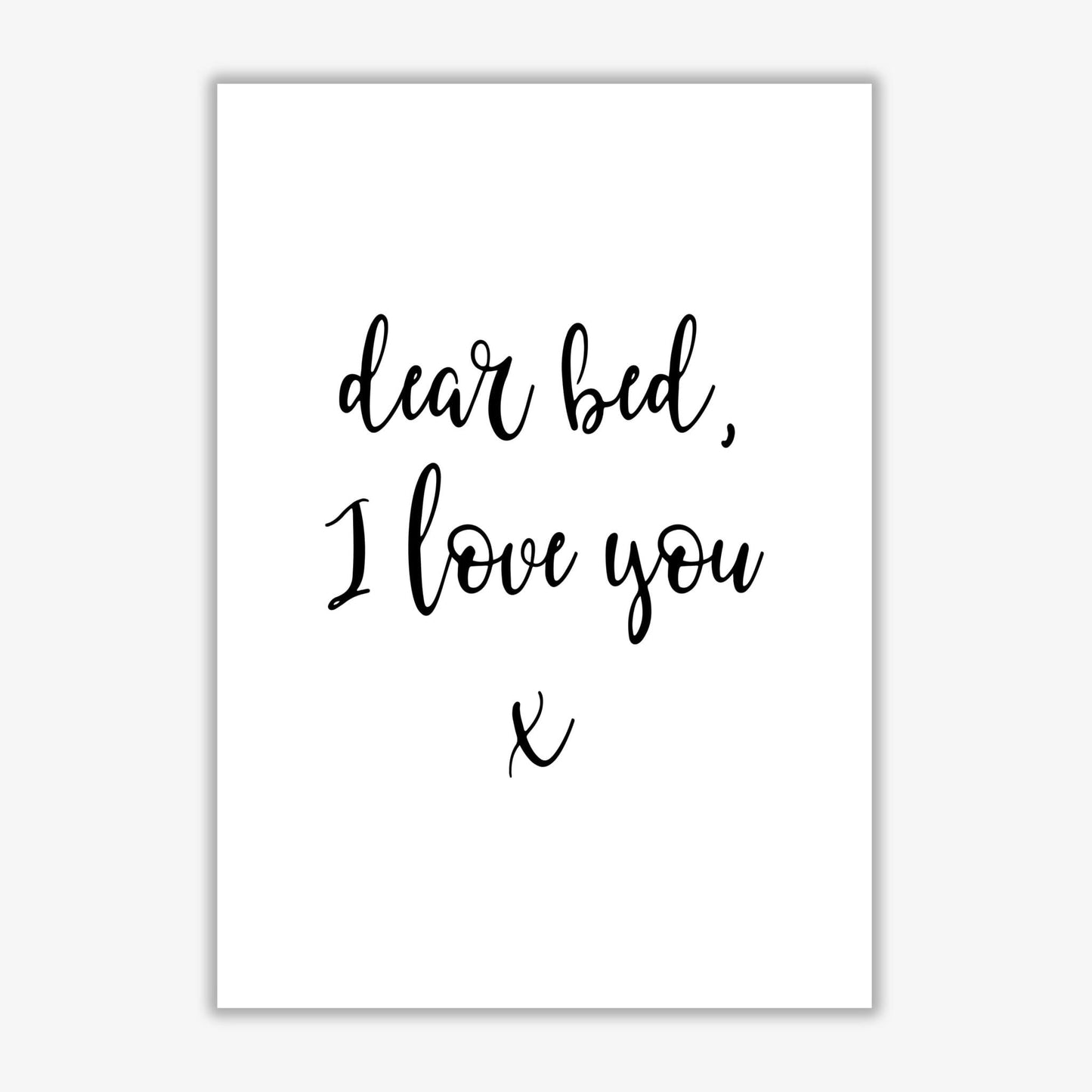 Skorter | Dear bed, I love you Framed typography wall art print