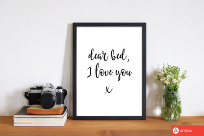 Skorter | Dear bed, I love you Framed typography wall art print