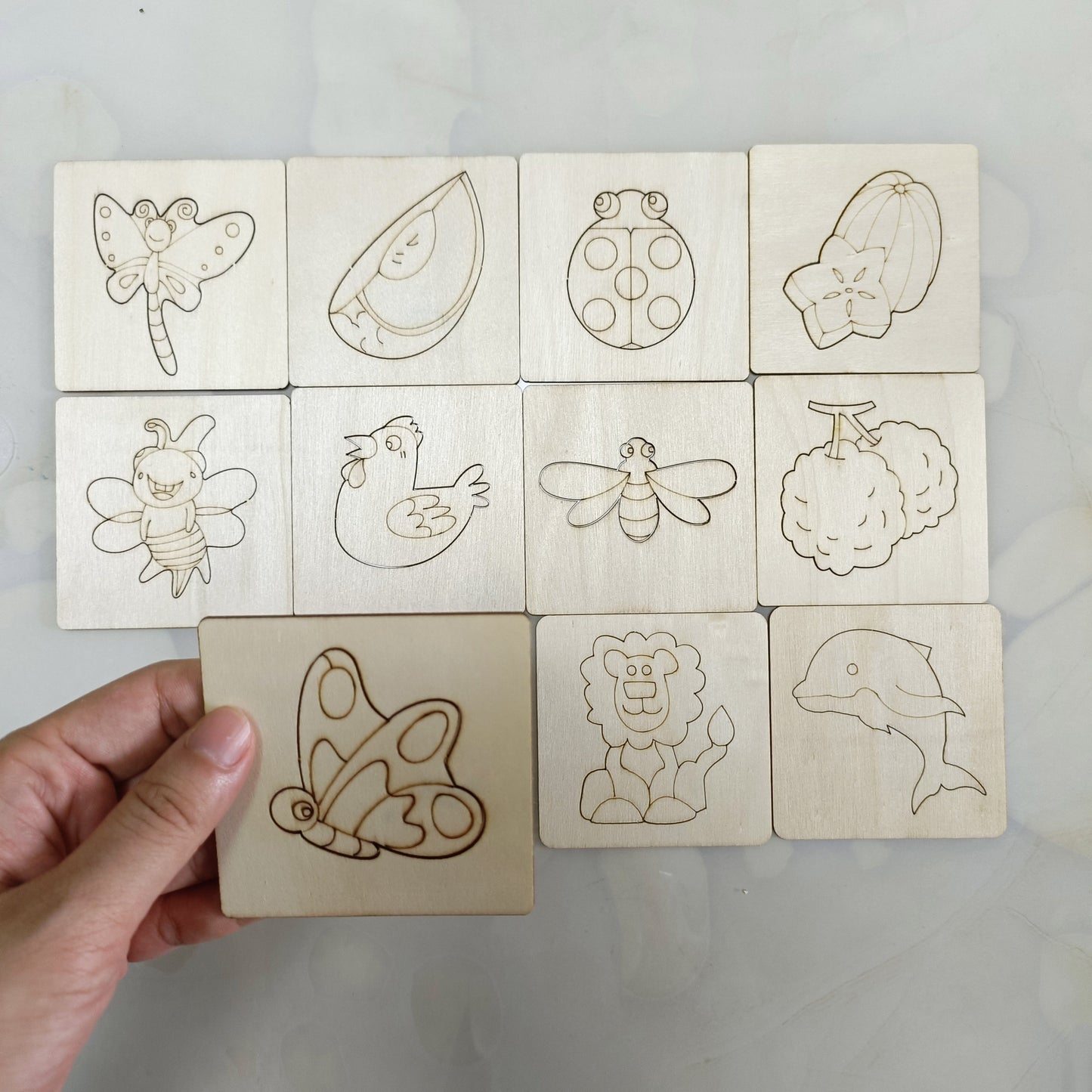 Skorter | 20-piece Montessori Drawing Toys Set - Wood DIY Painting Stencils Educational Learning Toys