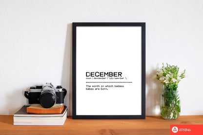 Skorter | December Badass Definition Quote Print By Orara Studio