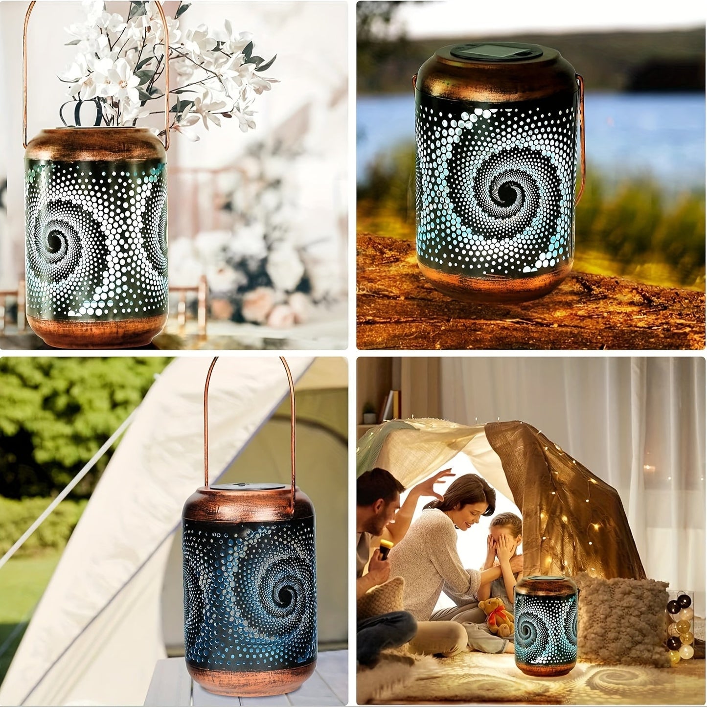 Skorter | SolarLantern - Hanging Solar Lamps for Outdoors, Hollow Metal LED Lamps