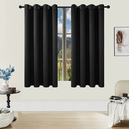 Skorter | Blackout Curtains - 2 Pieces Modern Polyester Curtains with Thermal Insulation and Rings