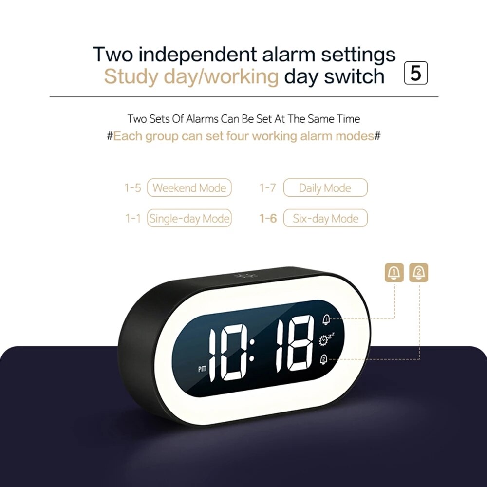 Skorter | Digital Alarm Clock with Nightlight – Lumino