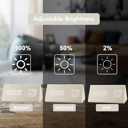 Skorter | Digital alarm clock with wood electronic LED time display